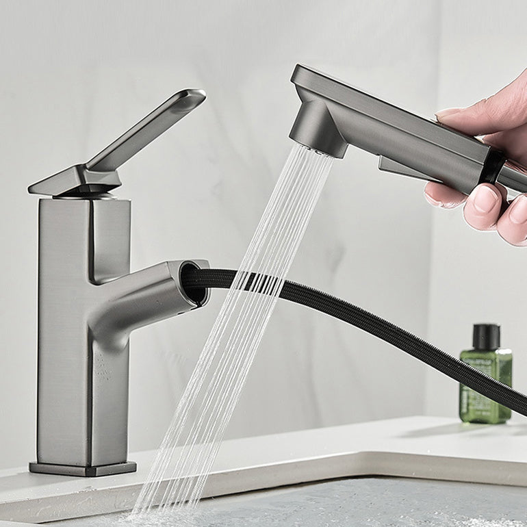 Modern Bathroom Vessel Faucet Solid Color Brass Vessel Sink Faucet for Bathroom Clearhalo 'Accueil' 'Amélioration Domiciliaire' 'bathroom_sink_faucets' 'Ensembles de Lavabo & de Robinet de Toilette' 'home_improvement' 'home_improvement_bathroom_sink_faucets' 'Robinet de Lavabo de Salle de Bain' 'Rénovation et Équipement de Salle de Bain' 6841781