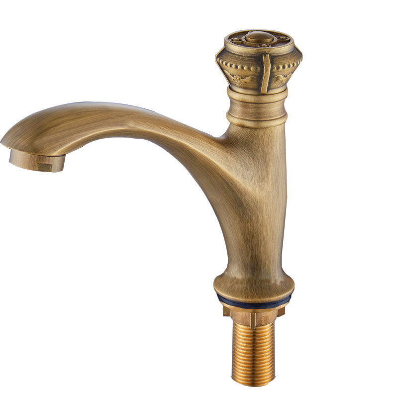 Brass Farmhouse Basin Lavatory Faucet Single Hole Faucet Knob Handle Bathroom Faucet Brass Clearhalo 'Bathroom Remodel & Bathroom Fixtures' 'Bathroom Sink Faucets' 'Bathroom Sinks & Faucet Components' 'bathroom_sink_faucets' 'Home Improvement' 'home_improvement' 'home_improvement_bathroom_sink_faucets' 6841812