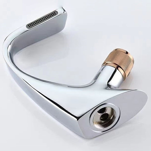 Knob Handle Faucet Contemporary Style Faucet with Waterfall Spout Clearhalo 'Bathroom Remodel & Bathroom Fixtures' 'Bathroom Sink Faucets' 'Bathroom Sinks & Faucet Components' 'bathroom_sink_faucets' 'Home Improvement' 'home_improvement' 'home_improvement_bathroom_sink_faucets' 6841860