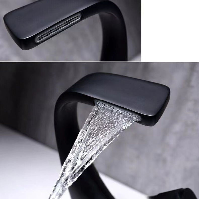 Knob Handle Faucet Contemporary Style Faucet with Waterfall Spout Clearhalo 'Bathroom Remodel & Bathroom Fixtures' 'Bathroom Sink Faucets' 'Bathroom Sinks & Faucet Components' 'bathroom_sink_faucets' 'Home Improvement' 'home_improvement' 'home_improvement_bathroom_sink_faucets' 6841864