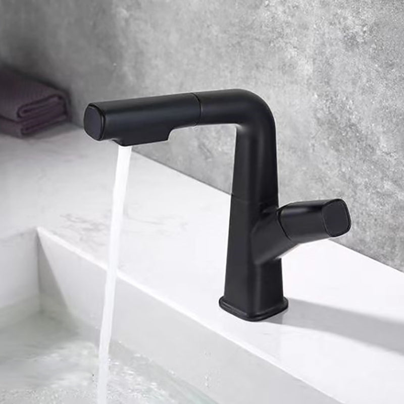 Single Handle Faucet Contemporary Style Sink Faucet for Bathroom Black Clearhalo 'Bathroom Remodel & Bathroom Fixtures' 'Bathroom Sink Faucets' 'Bathroom Sinks & Faucet Components' 'bathroom_sink_faucets' 'Home Improvement' 'home_improvement' 'home_improvement_bathroom_sink_faucets' 6841877