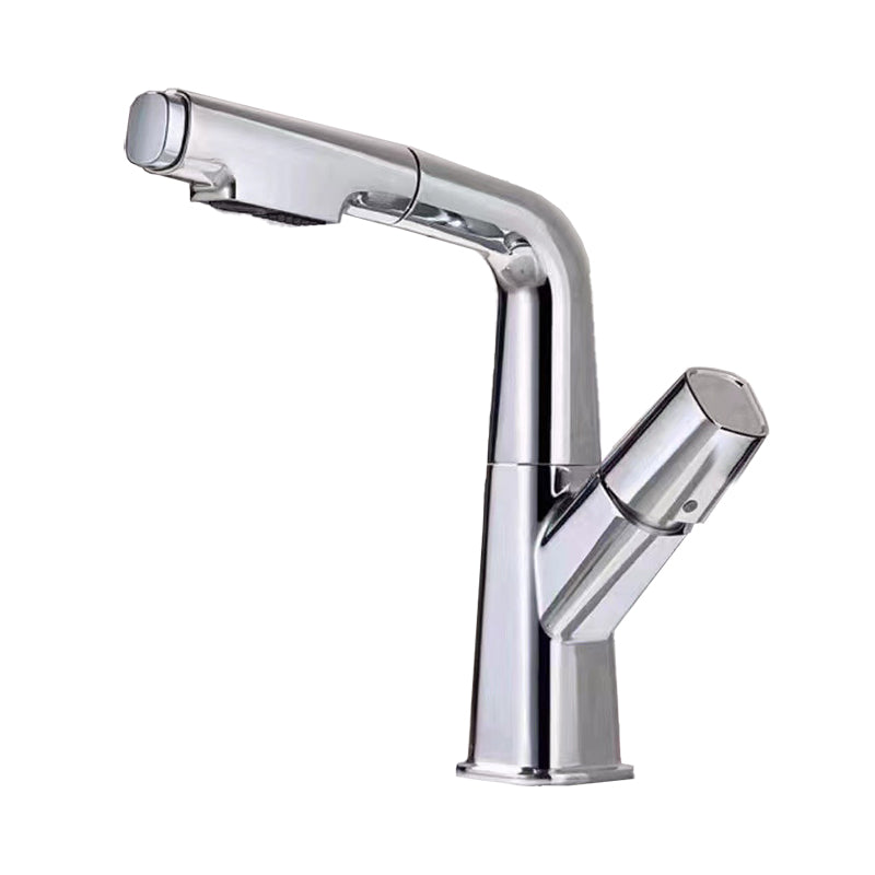 Single Handle Faucet Contemporary Style Sink Faucet for Bathroom Silver Clearhalo 'Bathroom Remodel & Bathroom Fixtures' 'Bathroom Sink Faucets' 'Bathroom Sinks & Faucet Components' 'bathroom_sink_faucets' 'Home Improvement' 'home_improvement' 'home_improvement_bathroom_sink_faucets' 6841878