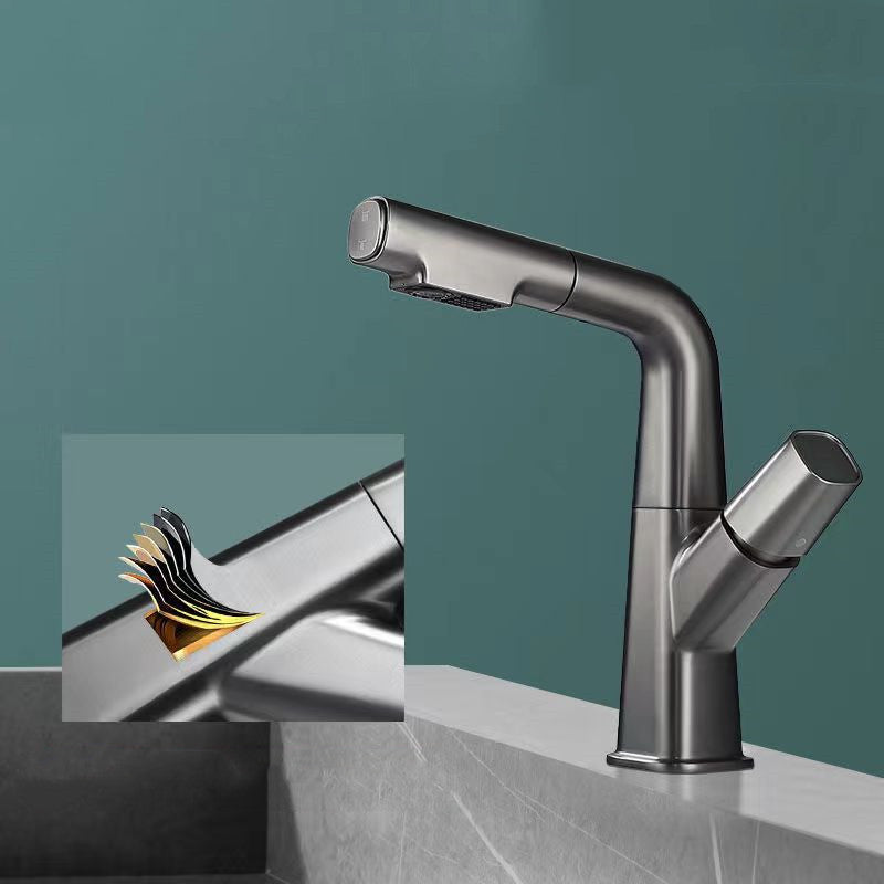 Single Handle Faucet Contemporary Style Sink Faucet for Bathroom Clearhalo 'Bathroom Remodel & Bathroom Fixtures' 'Bathroom Sink Faucets' 'Bathroom Sinks & Faucet Components' 'bathroom_sink_faucets' 'Home Improvement' 'home_improvement' 'home_improvement_bathroom_sink_faucets' 6841879