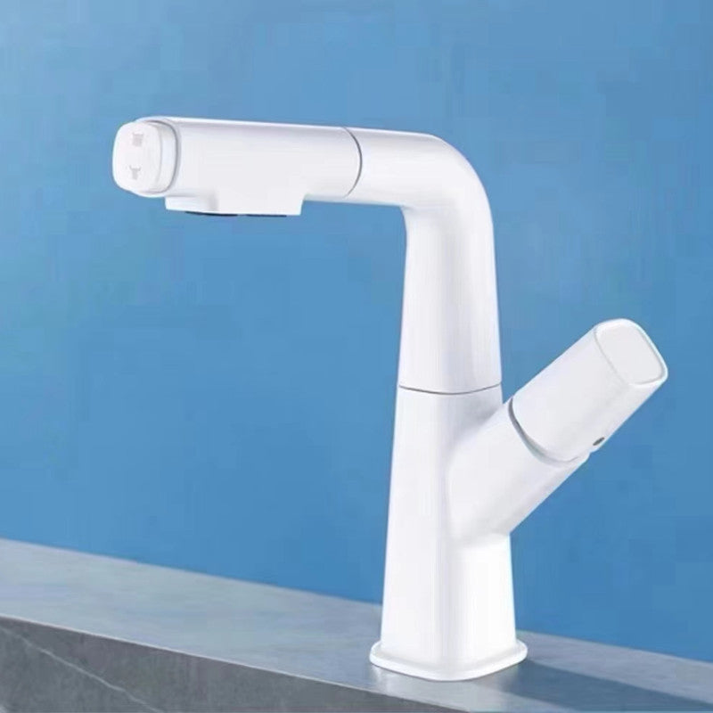 Single Handle Faucet Contemporary Style Sink Faucet for Bathroom White Clearhalo 'Bathroom Remodel & Bathroom Fixtures' 'Bathroom Sink Faucets' 'Bathroom Sinks & Faucet Components' 'bathroom_sink_faucets' 'Home Improvement' 'home_improvement' 'home_improvement_bathroom_sink_faucets' 6841880