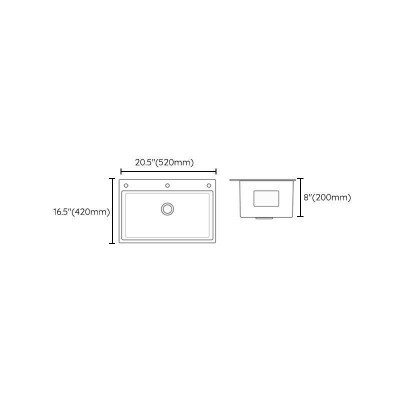 Modern Kitchen Sink Stainless Steel Strainer Kitchen Sink with Faucet in Silver Clearhalo 'Home Improvement' 'home_improvement' 'home_improvement_kitchen_sinks' 'Kitchen Remodel & Kitchen Fixtures' 'Kitchen Sinks & Faucet Components' 'Kitchen Sinks' 'kitchen_sinks' 6842013