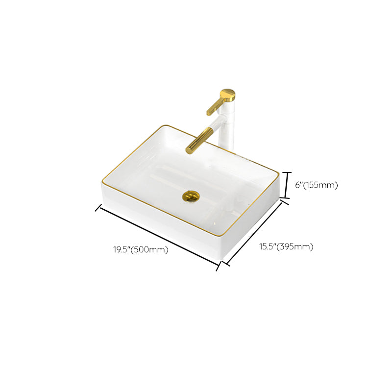 Traditional Vessel Sink Rectangular Porcelain with Overflow And Drain Assembly Wash Stand Clearhalo 'Bathroom Remodel & Bathroom Fixtures' 'Bathroom Sinks & Faucet Components' 'Bathroom Sinks' 'bathroom_sink' 'Home Improvement' 'home_improvement' 'home_improvement_bathroom_sink' 6842165