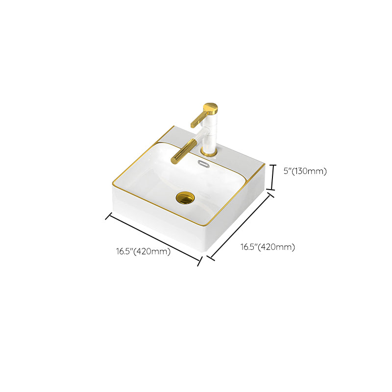 Traditional Vessel Sink Rectangular Porcelain with Overflow And Drain Assembly Wash Stand Clearhalo 'Bathroom Remodel & Bathroom Fixtures' 'Bathroom Sinks & Faucet Components' 'Bathroom Sinks' 'bathroom_sink' 'Home Improvement' 'home_improvement' 'home_improvement_bathroom_sink' 6842168