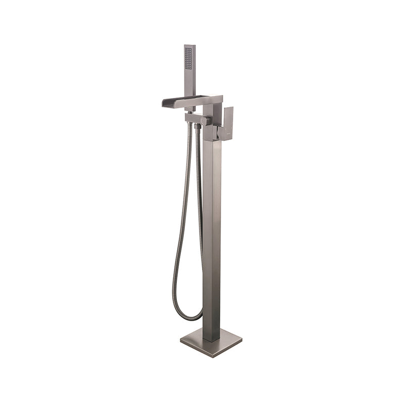 Floor Mounted Metal Freestanding Tub Filler 1 Handle Freestanding Faucet with Hose Clearhalo 'Bathroom Remodel & Bathroom Fixtures' 'Bathtub Faucets' 'bathtub_faucets' 'Home Improvement' 'home_improvement' 'home_improvement_bathtub_faucets' 6842215