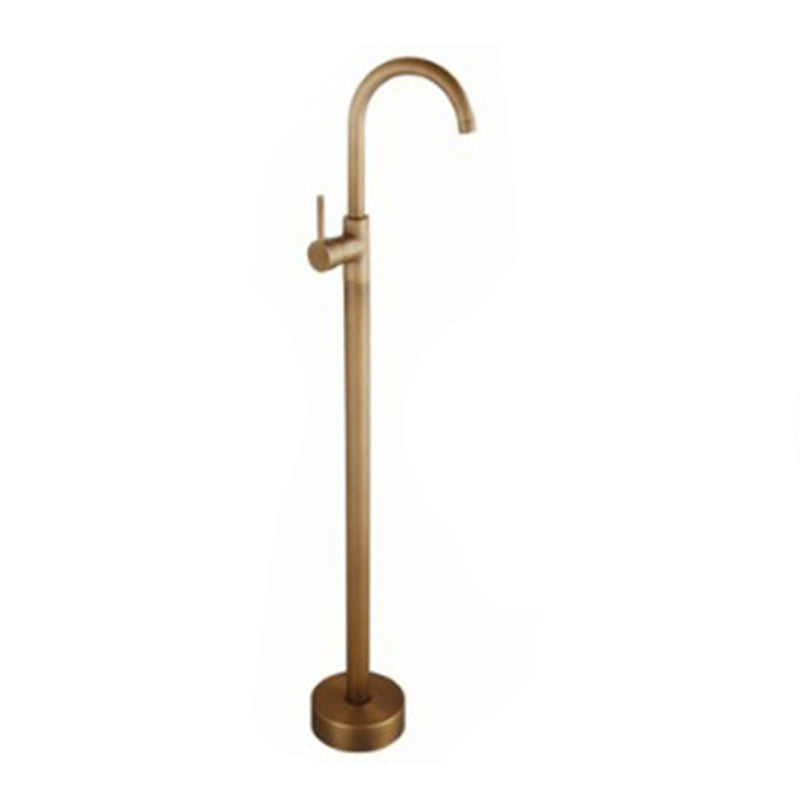 Floor Mounted Copper Bathroom Tub Faucet Set Freestanding High Arc Tub Filler Trim Bronze Hand Shower Not Included Ground Clearhalo 'Bathroom Remodel & Bathroom Fixtures' 'Bathtub Faucets' 'bathtub_faucets' 'Home Improvement' 'home_improvement' 'home_improvement_bathtub_faucets' 6842287