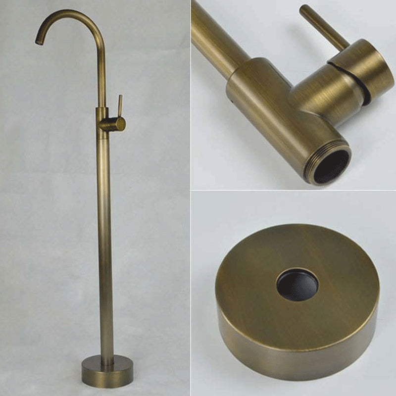 Floor Mounted Copper Bathroom Tub Faucet Set Freestanding High Arc Tub Filler Trim Clearhalo 'Bathroom Remodel & Bathroom Fixtures' 'Bathtub Faucets' 'bathtub_faucets' 'Home Improvement' 'home_improvement' 'home_improvement_bathtub_faucets' 6842295