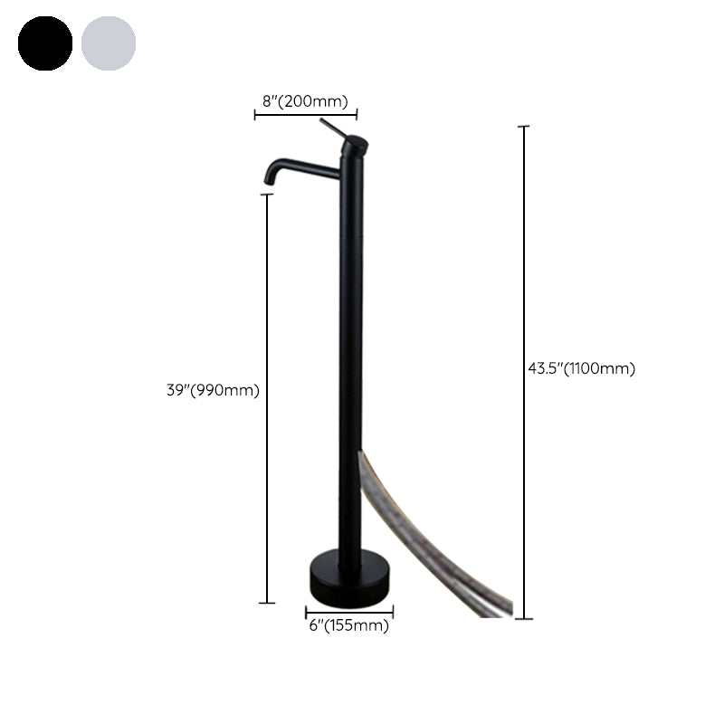 Modern Floor Mounted Metal Freestanding Tub Filler Freestanding High Arc Tub Faucet Set Clearhalo 'Bathroom Remodel & Bathroom Fixtures' 'Bathtub Faucets' 'bathtub_faucets' 'Home Improvement' 'home_improvement' 'home_improvement_bathtub_faucets' 6842362