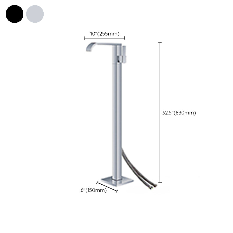 Modern Floor Mounted Metal Freestanding Tub Filler Freestanding High Arc Tub Faucet Set Clearhalo 'Bathroom Remodel & Bathroom Fixtures' 'Bathtub Faucets' 'bathtub_faucets' 'Home Improvement' 'home_improvement' 'home_improvement_bathtub_faucets' 6842363