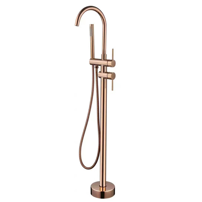 Floor Mounted Metal Freestanding Tub Filler Rotatable Freestanding Bathtub Faucet Rose Gold Round Clearhalo 'Bathroom Remodel & Bathroom Fixtures' 'Bathtub Faucets' 'bathtub_faucets' 'Home Improvement' 'home_improvement' 'home_improvement_bathtub_faucets' 6842378