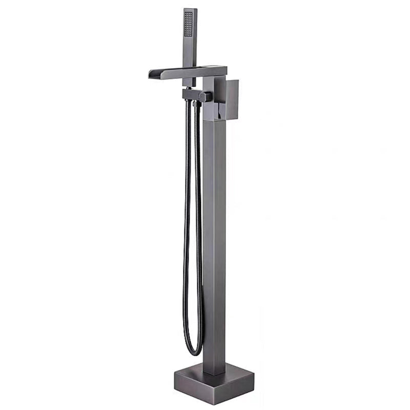 Floor Mounted Metal Freestanding Tub Filler Rotatable Freestanding Bathtub Faucet Gun Grey Waterfall Clearhalo 'Bathroom Remodel & Bathroom Fixtures' 'Bathtub Faucets' 'bathtub_faucets' 'Home Improvement' 'home_improvement' 'home_improvement_bathtub_faucets' 6842380