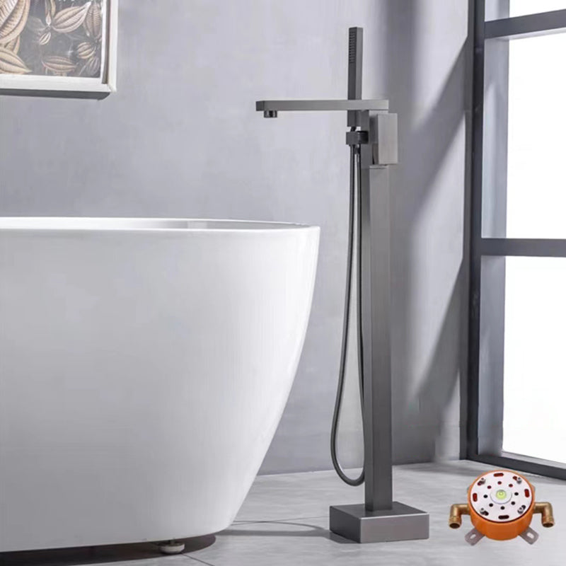 Floor Mounted Metal Freestanding Tub Filler Rotatable Freestanding Bathtub Faucet Gun Grey Flat Clearhalo 'Bathroom Remodel & Bathroom Fixtures' 'Bathtub Faucets' 'bathtub_faucets' 'Home Improvement' 'home_improvement' 'home_improvement_bathtub_faucets' 6842395