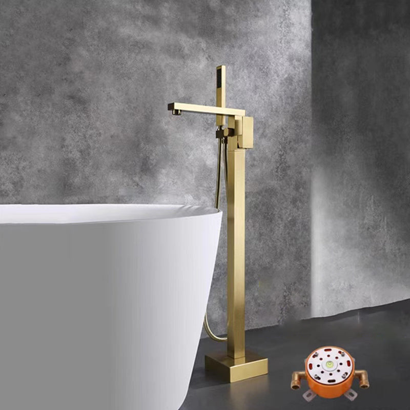 Floor Mounted Metal Freestanding Tub Filler Rotatable Freestanding Bathtub Faucet Gold Flat Clearhalo 'Bathroom Remodel & Bathroom Fixtures' 'Bathtub Faucets' 'bathtub_faucets' 'Home Improvement' 'home_improvement' 'home_improvement_bathtub_faucets' 6842396