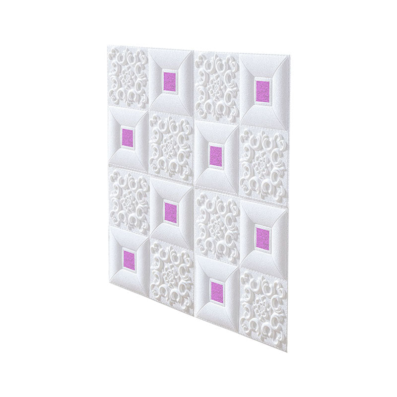 Modern Tin Backsplash Paneling Smooth Wall Ceiling XPE Cotton Set of 1 White-Purple 0.18"H Clearhalo 'Flooring 'Home Improvement' 'home_improvement' 'home_improvement_wall_paneling' 'Wall Paneling' 'wall_paneling' 'Walls & Ceilings' Walls and Ceiling' 6842594