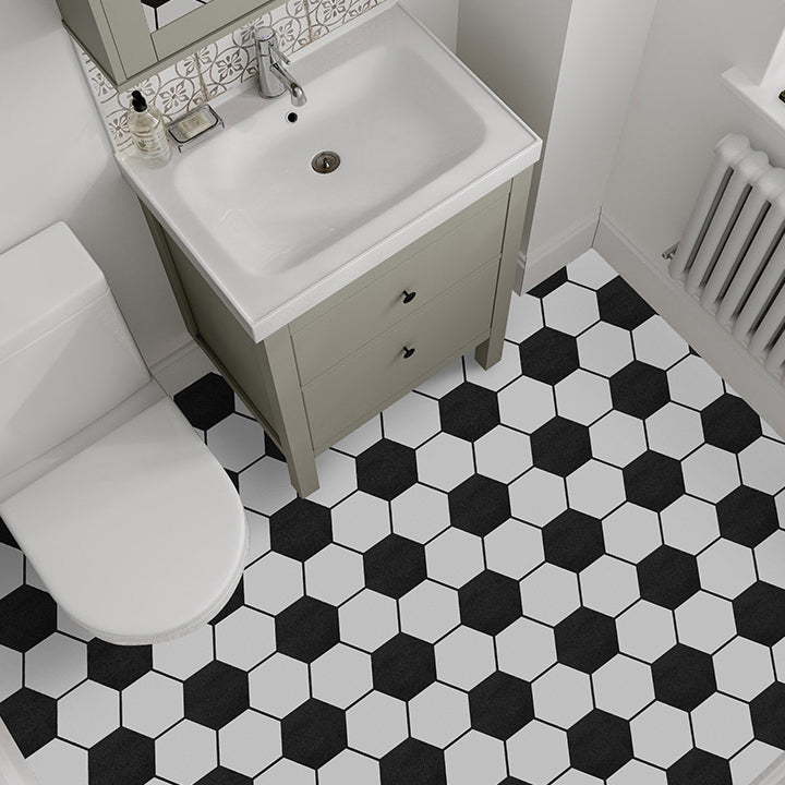 Modern PVC Flooring Peel and Stick Porcelain Tile Look Vinyl Plank Flooring White-Black Clearhalo 'Flooring 'Home Improvement' 'home_improvement' 'home_improvement_vinyl_flooring' 'Vinyl Flooring' 'vinyl_flooring' Walls and Ceiling' 6842678