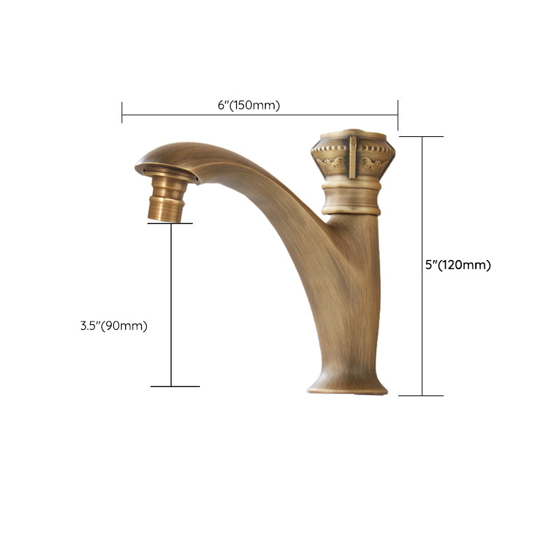 Brass Farmhouse Basin Lavatory Faucet Single Hole Faucet Knob Handle Bathroom Faucet Clearhalo 'Bathroom Remodel & Bathroom Fixtures' 'Bathroom Sink Faucets' 'Bathroom Sinks & Faucet Components' 'bathroom_sink_faucets' 'Home Improvement' 'home_improvement' 'home_improvement_bathroom_sink_faucets' 6843875