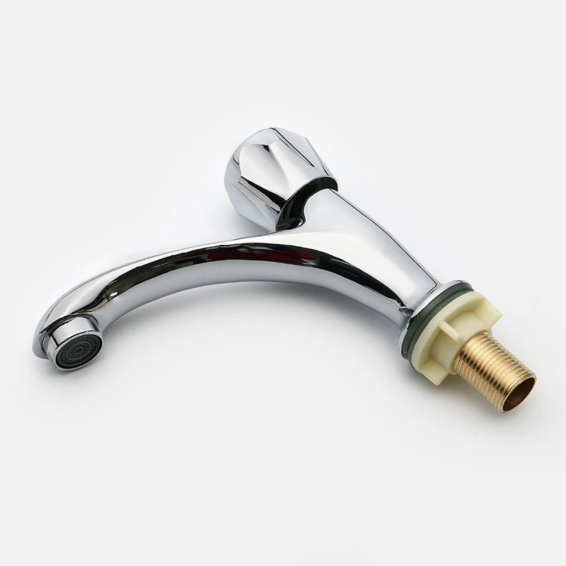 Contemporary Centerset Faucet Knob Handle Low Arc Solid Brass Faucet Clearhalo 'Bathroom Remodel & Bathroom Fixtures' 'Bathroom Sink Faucets' 'Bathroom Sinks & Faucet Components' 'bathroom_sink_faucets' 'Home Improvement' 'home_improvement' 'home_improvement_bathroom_sink_faucets' 6848756