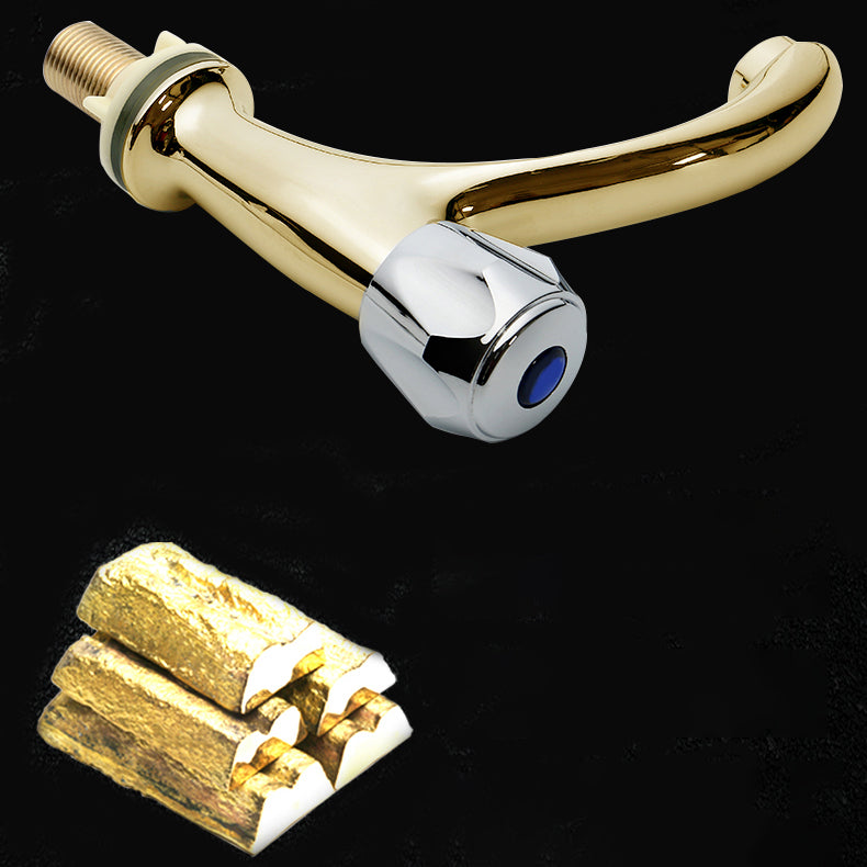 Contemporary Centerset Faucet Knob Handle Low Arc Solid Brass Faucet Clearhalo 'Bathroom Remodel & Bathroom Fixtures' 'Bathroom Sink Faucets' 'Bathroom Sinks & Faucet Components' 'bathroom_sink_faucets' 'Home Improvement' 'home_improvement' 'home_improvement_bathroom_sink_faucets' 6848759