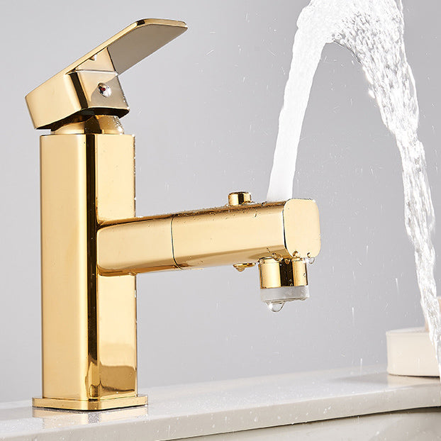 Luxury Pull-out Sink Faucet Cubic Low Arc Vessel Bathroom Faucet Clearhalo 'Bathroom Remodel & Bathroom Fixtures' 'Bathroom Sink Faucets' 'Bathroom Sinks & Faucet Components' 'bathroom_sink_faucets' 'Home Improvement' 'home_improvement' 'home_improvement_bathroom_sink_faucets' 6848780