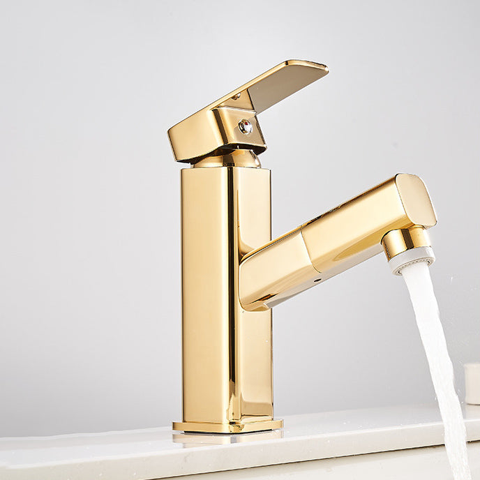 Luxury Pull-out Sink Faucet Cubic Low Arc Vessel Bathroom Faucet Gold Clearhalo 'Bathroom Remodel & Bathroom Fixtures' 'Bathroom Sink Faucets' 'Bathroom Sinks & Faucet Components' 'bathroom_sink_faucets' 'Home Improvement' 'home_improvement' 'home_improvement_bathroom_sink_faucets' 6848782