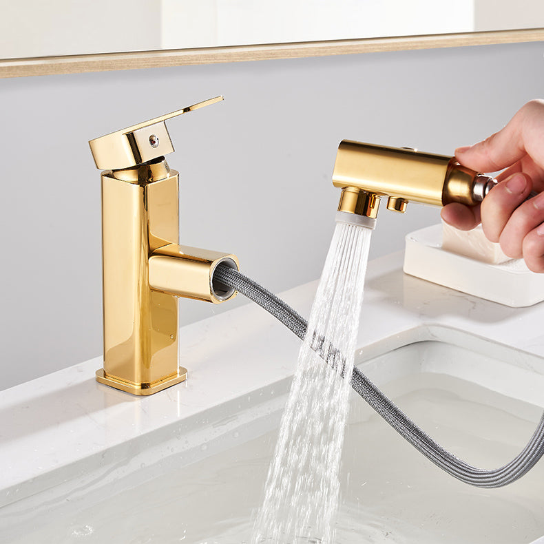 Luxury Pull-out Sink Faucet Cubic Low Arc Vessel Bathroom Faucet Clearhalo 'Bathroom Remodel & Bathroom Fixtures' 'Bathroom Sink Faucets' 'Bathroom Sinks & Faucet Components' 'bathroom_sink_faucets' 'Home Improvement' 'home_improvement' 'home_improvement_bathroom_sink_faucets' 6848783
