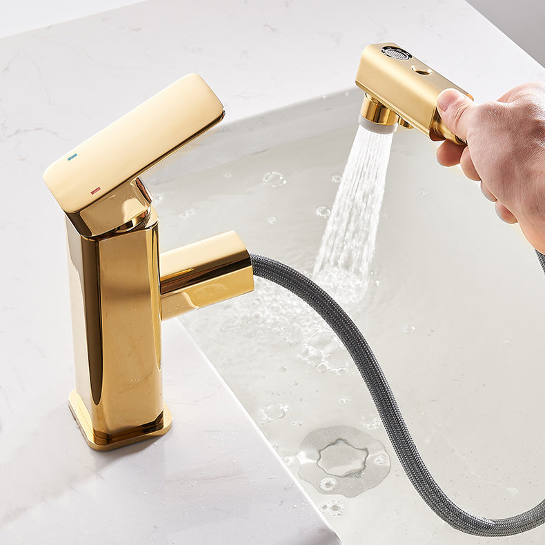 Luxury Pull-out Sink Faucet Cubic Low Arc Vessel Bathroom Faucet Clearhalo 'Bathroom Remodel & Bathroom Fixtures' 'Bathroom Sink Faucets' 'Bathroom Sinks & Faucet Components' 'bathroom_sink_faucets' 'Home Improvement' 'home_improvement' 'home_improvement_bathroom_sink_faucets' 6848787
