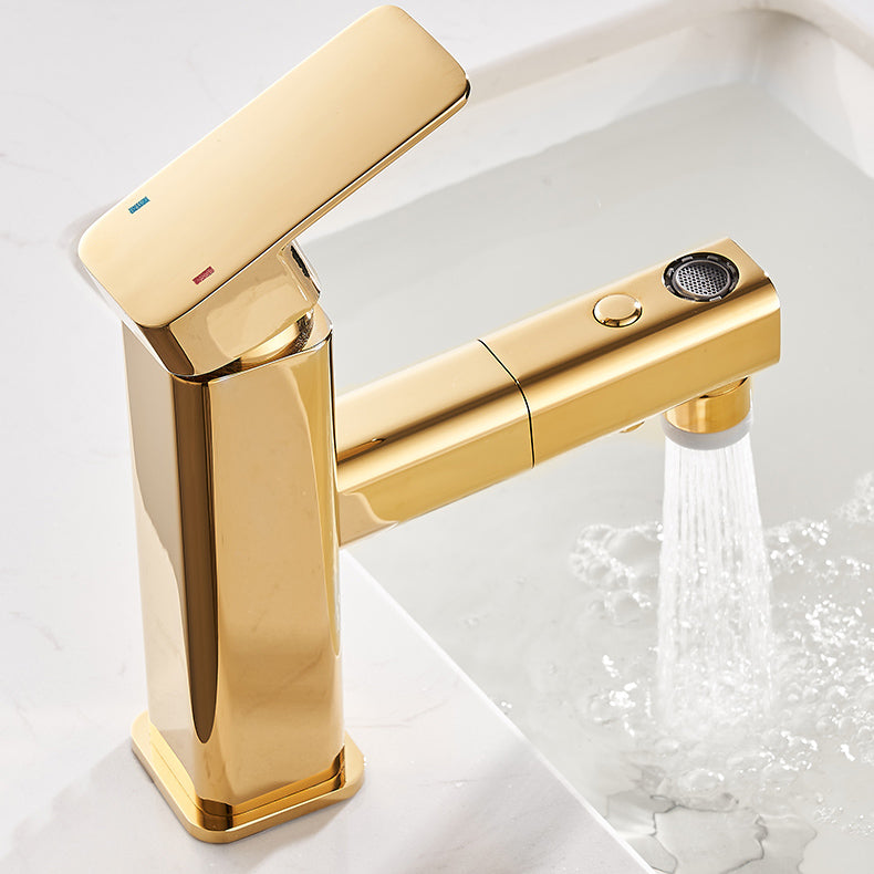 Luxury Pull-out Sink Faucet Cubic Low Arc Vessel Bathroom Faucet Clearhalo 'Bathroom Remodel & Bathroom Fixtures' 'Bathroom Sink Faucets' 'Bathroom Sinks & Faucet Components' 'bathroom_sink_faucets' 'Home Improvement' 'home_improvement' 'home_improvement_bathroom_sink_faucets' 6848792