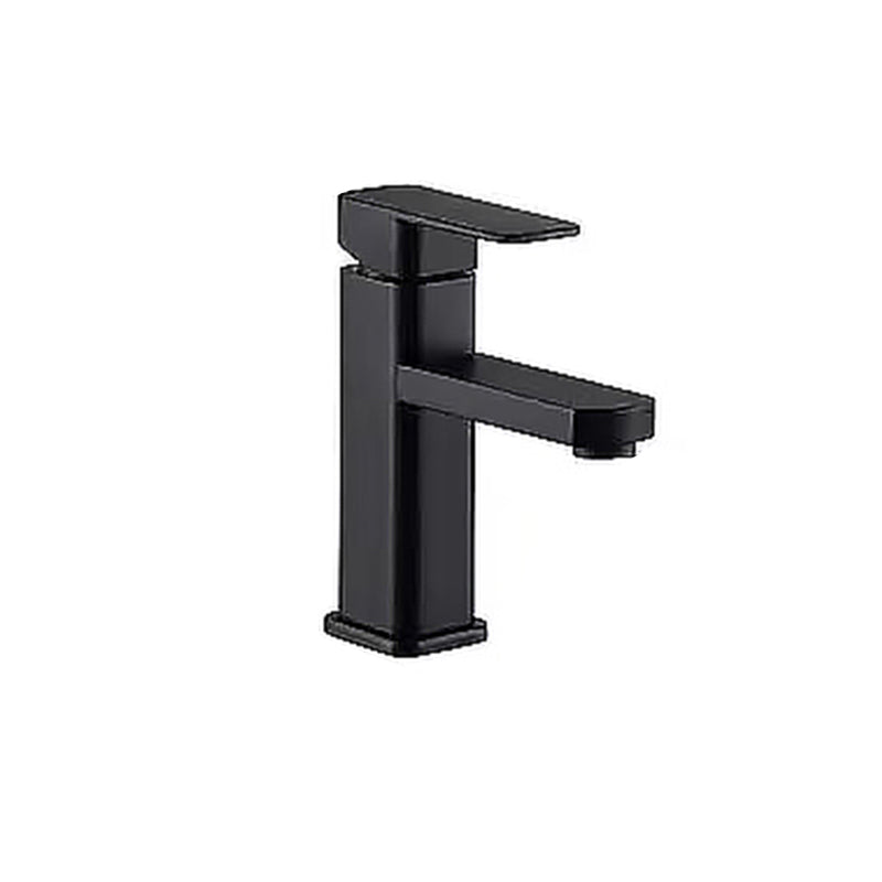 Glam Style Faucet Single Lever Handle Vessel Sink Faucet for Bathroom Black Low Style Square Clearhalo 'Bathroom Remodel & Bathroom Fixtures' 'Bathroom Sink Faucets' 'Bathroom Sinks & Faucet Components' 'bathroom_sink_faucets' 'Home Improvement' 'home_improvement' 'home_improvement_bathroom_sink_faucets' 6848867