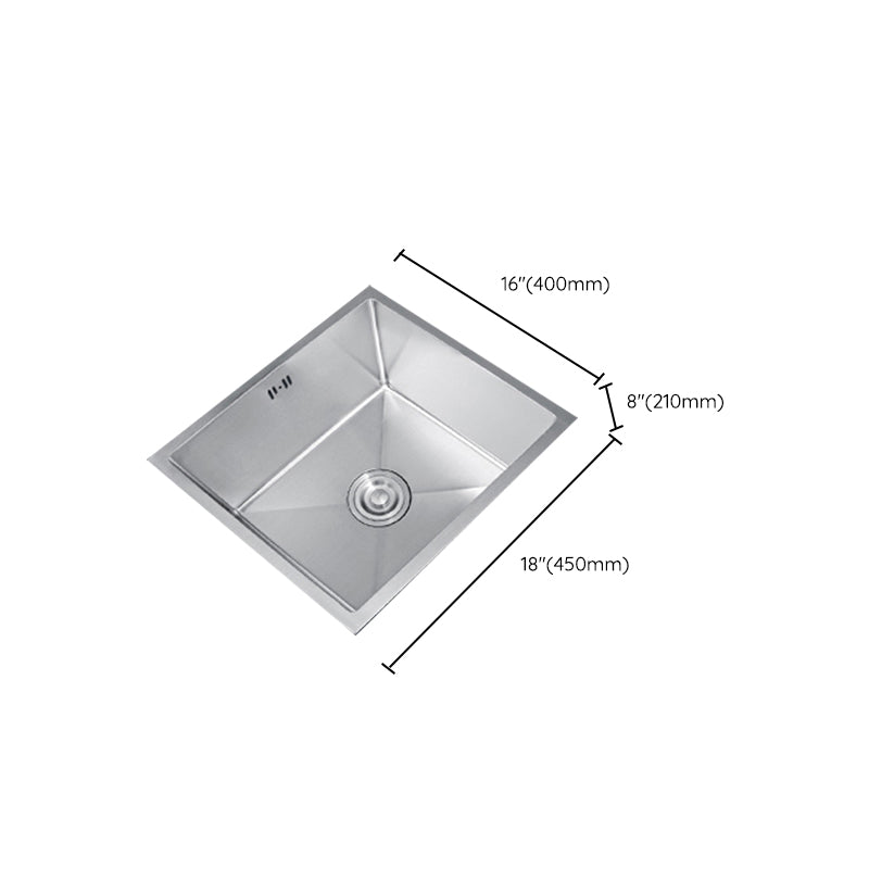 Rectangle Stainless Steel Sink Single Bowl Modern Kitchen Sink with Strainer Clearhalo 'Home Improvement' 'home_improvement' 'home_improvement_kitchen_sinks' 'Kitchen Remodel & Kitchen Fixtures' 'Kitchen Sinks & Faucet Components' 'Kitchen Sinks' 'kitchen_sinks' 6849231