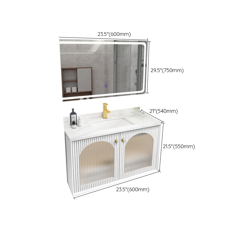 Waterproof Bathroom Vanity Rectangle Single Sink Wood Frame Wall-Mounted Drawers Vanity Clearhalo 'Bathroom Remodel & Bathroom Fixtures' 'Bathroom Vanities' 'bathroom_vanities' 'Home Improvement' 'home_improvement' 'home_improvement_bathroom_vanities' 6849334