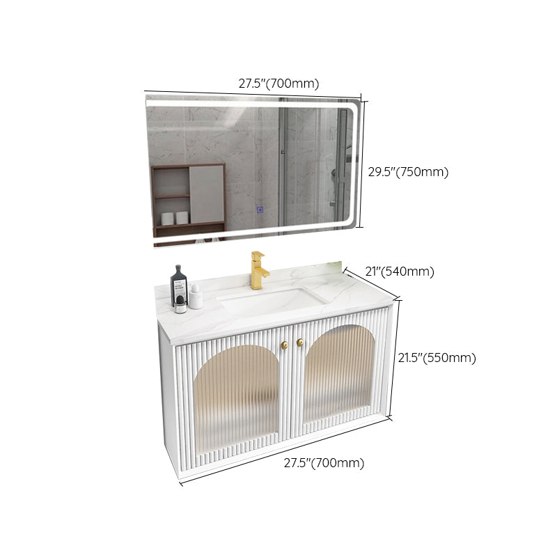 Waterproof Bathroom Vanity Rectangle Single Sink Wood Frame Wall-Mounted Drawers Vanity Clearhalo 'Bathroom Remodel & Bathroom Fixtures' 'Bathroom Vanities' 'bathroom_vanities' 'Home Improvement' 'home_improvement' 'home_improvement_bathroom_vanities' 6849335