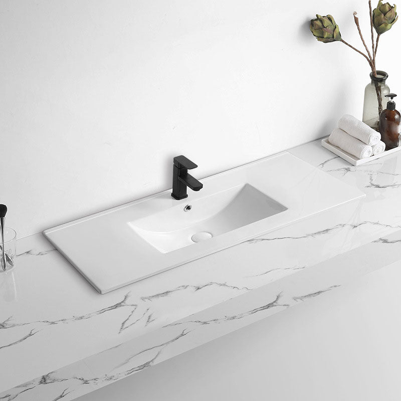 Modern Drop-in Bathroom Sink Rectangular Porcelain Basin Sink(Not Included Faucet) Clearhalo 'Bathroom Remodel & Bathroom Fixtures' 'Bathroom Sinks & Faucet Components' 'Bathroom Sinks' 'bathroom_sink' 'Home Improvement' 'home_improvement' 'home_improvement_bathroom_sink' 6849501