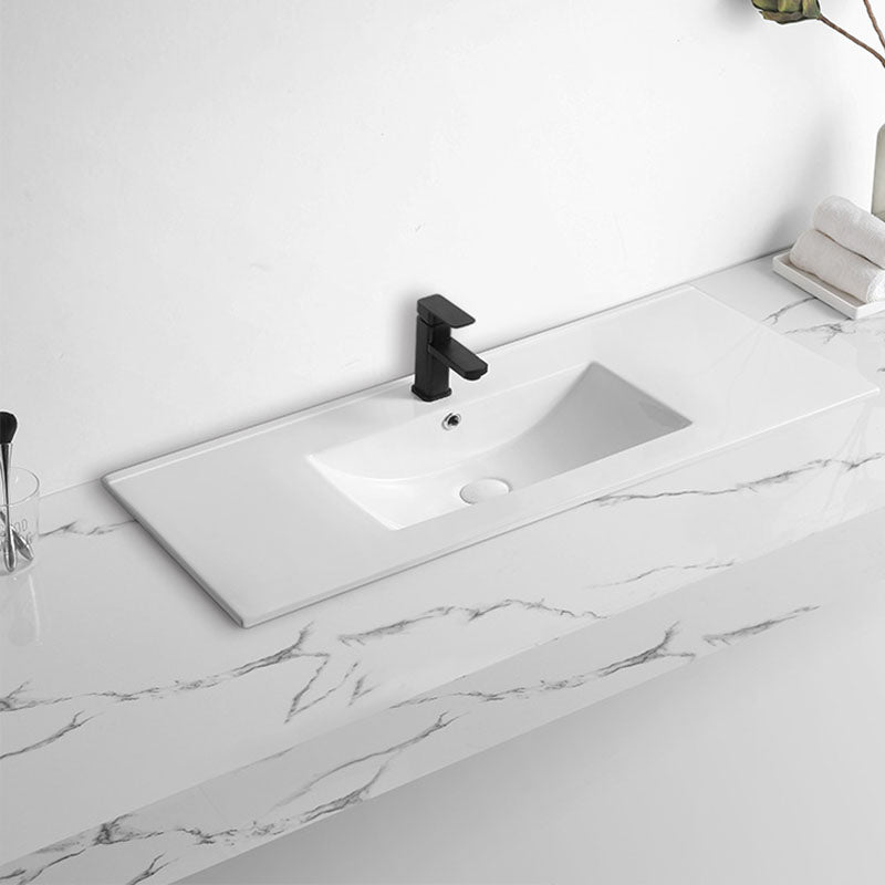 Modern Drop-in Bathroom Sink Rectangular Porcelain Basin Sink(Not Included Faucet) Clearhalo 'Bathroom Remodel & Bathroom Fixtures' 'Bathroom Sinks & Faucet Components' 'Bathroom Sinks' 'bathroom_sink' 'Home Improvement' 'home_improvement' 'home_improvement_bathroom_sink' 6849513