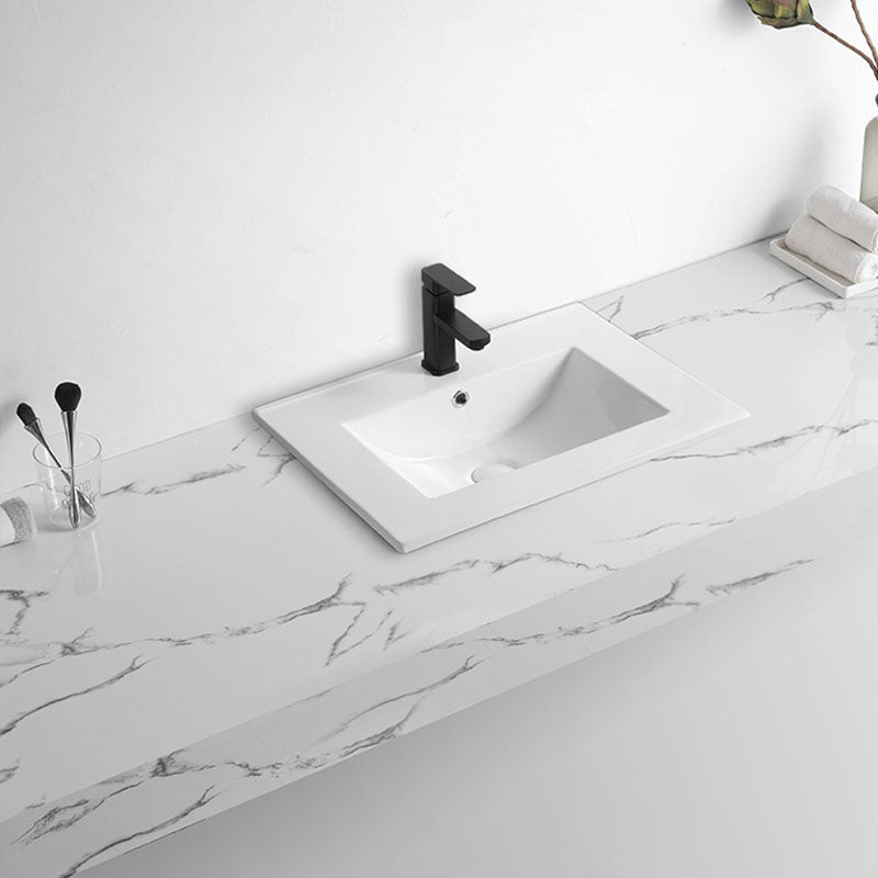 Modern Drop-in Bathroom Sink Rectangular Porcelain Basin Sink(Not Included Faucet) Clearhalo 'Bathroom Remodel & Bathroom Fixtures' 'Bathroom Sinks & Faucet Components' 'Bathroom Sinks' 'bathroom_sink' 'Home Improvement' 'home_improvement' 'home_improvement_bathroom_sink' 6849515