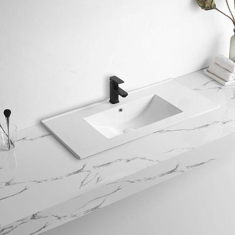 Modern Drop-in Bathroom Sink Rectangular Porcelain Basin Sink(Not Included Faucet) Clearhalo 'Bathroom Remodel & Bathroom Fixtures' 'Bathroom Sinks & Faucet Components' 'Bathroom Sinks' 'bathroom_sink' 'Home Improvement' 'home_improvement' 'home_improvement_bathroom_sink' 6849516