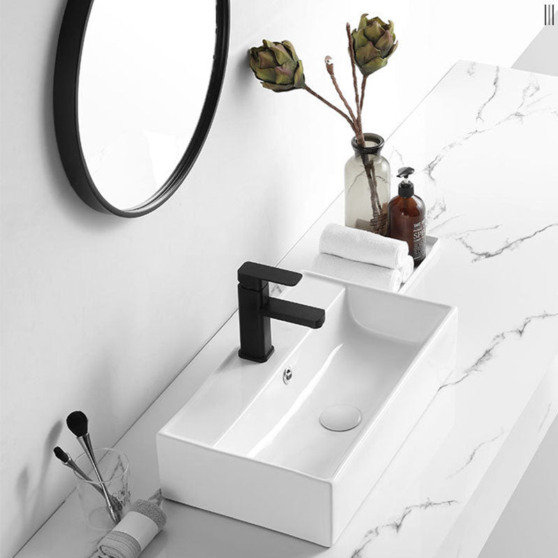 Modern Vessel Sink Rectangular Porcelain Wall Mount Bathroom Sink(Not Included Faucet) Clearhalo 'Bathroom Remodel & Bathroom Fixtures' 'Bathroom Sinks & Faucet Components' 'Bathroom Sinks' 'bathroom_sink' 'Home Improvement' 'home_improvement' 'home_improvement_bathroom_sink' 6849523