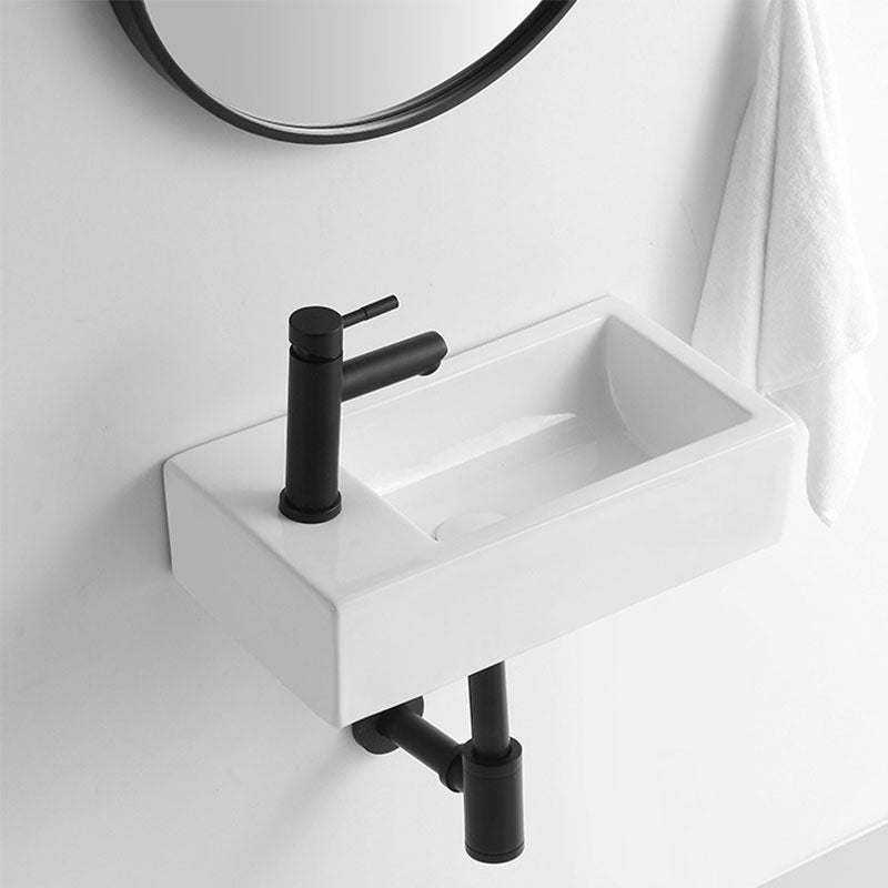 Modern Vessel Sink Rectangular Porcelain Wall Mount Bathroom Sink(Not Included Faucet) Clearhalo 'Bathroom Remodel & Bathroom Fixtures' 'Bathroom Sinks & Faucet Components' 'Bathroom Sinks' 'bathroom_sink' 'Home Improvement' 'home_improvement' 'home_improvement_bathroom_sink' 6849526