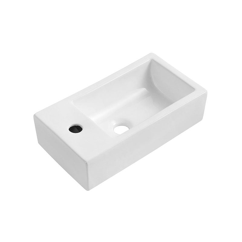 Modern Vessel Sink Rectangular Porcelain Wall Mount Bathroom Sink(Not Included Faucet) Clearhalo 'Bathroom Remodel & Bathroom Fixtures' 'Bathroom Sinks & Faucet Components' 'Bathroom Sinks' 'bathroom_sink' 'Home Improvement' 'home_improvement' 'home_improvement_bathroom_sink' 6849532