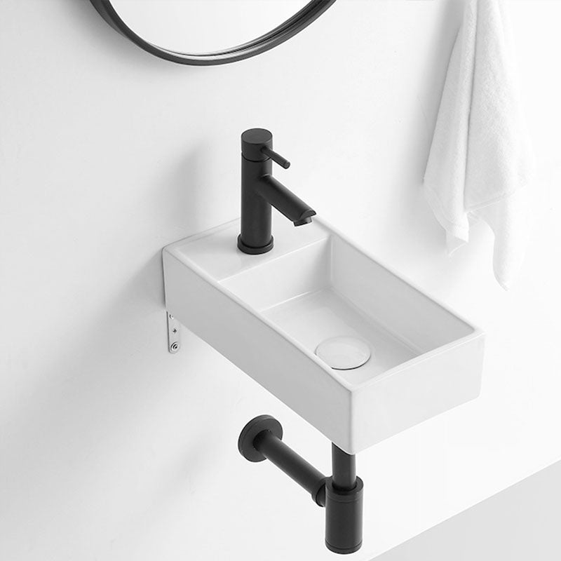 Modern Vessel Sink Rectangular Porcelain Wall Mount Bathroom Sink(Not Included Faucet) Clearhalo 'Bathroom Remodel & Bathroom Fixtures' 'Bathroom Sinks & Faucet Components' 'Bathroom Sinks' 'bathroom_sink' 'Home Improvement' 'home_improvement' 'home_improvement_bathroom_sink' 6849536