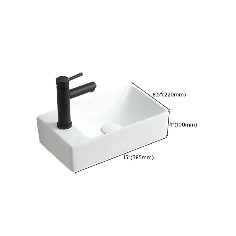 Modern Vessel Sink Rectangular Porcelain Wall Mount Bathroom Sink(Not Included Faucet) Clearhalo 'Bathroom Remodel & Bathroom Fixtures' 'Bathroom Sinks & Faucet Components' 'Bathroom Sinks' 'bathroom_sink' 'Home Improvement' 'home_improvement' 'home_improvement_bathroom_sink' 6849544