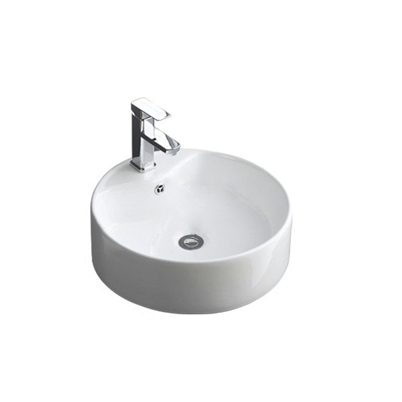 Classical White Bathroom Sink Porcelain Trough Bathroom Sink 18"L x 18"W x 6"H Sink with Faucet Clearhalo 'Bathroom Remodel & Bathroom Fixtures' 'Bathroom Sinks & Faucet Components' 'Bathroom Sinks' 'bathroom_sink' 'Home Improvement' 'home_improvement' 'home_improvement_bathroom_sink' 6849624