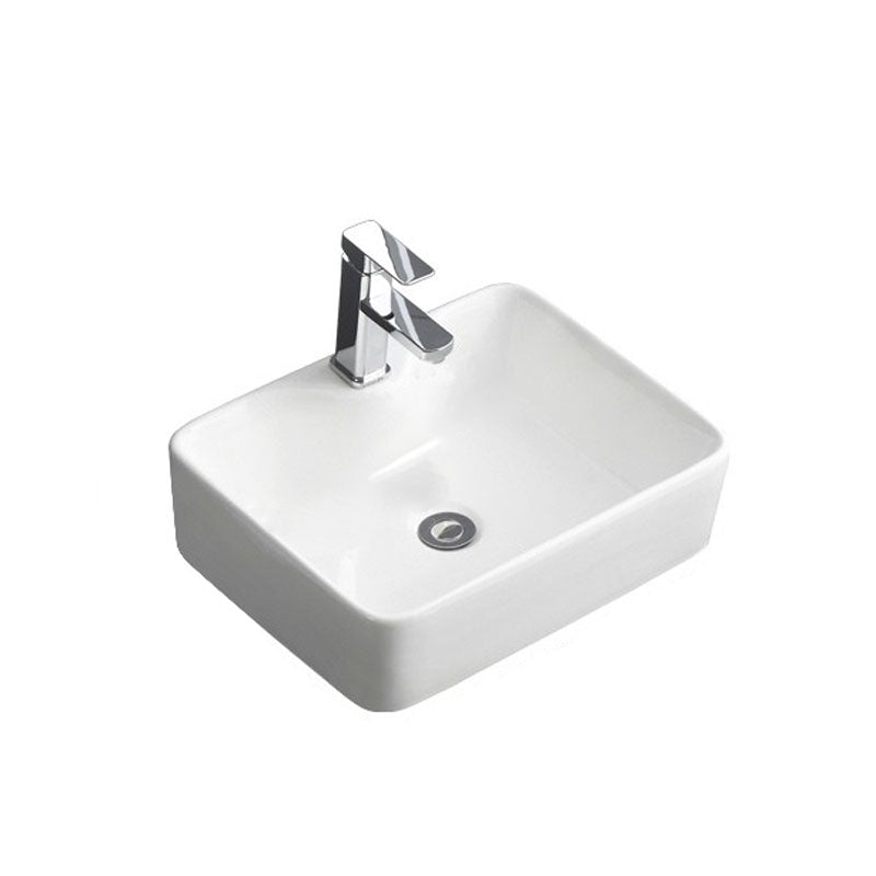 Classical White Bathroom Sink Porcelain Trough Bathroom Sink 19"L x 15"W x 5"H Sink with Faucet Clearhalo 'Bathroom Remodel & Bathroom Fixtures' 'Bathroom Sinks & Faucet Components' 'Bathroom Sinks' 'bathroom_sink' 'Home Improvement' 'home_improvement' 'home_improvement_bathroom_sink' 6849628