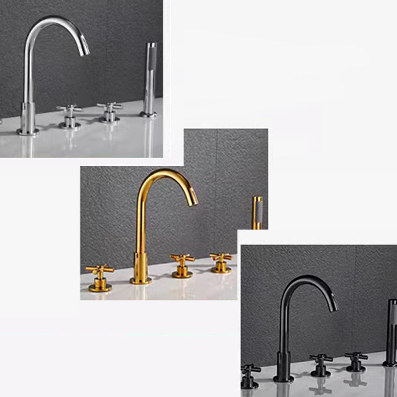 Traditional Roman Tub Faucet Set Copper Deck Mounted Triple Handle Roman Bathtub Faucet Clearhalo 'Bathroom Remodel & Bathroom Fixtures' 'Bathtub Faucets' 'bathtub_faucets' 'Home Improvement' 'home_improvement' 'home_improvement_bathtub_faucets' 6849669