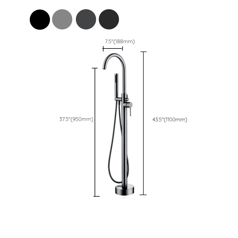 Brass Freestanding Tub Filler Floor Mounted Tub Filler with Lever Handles Clearhalo 'Bathroom Remodel & Bathroom Fixtures' 'Bathtub Faucets' 'bathtub_faucets' 'Home Improvement' 'home_improvement' 'home_improvement_bathtub_faucets' 6849714