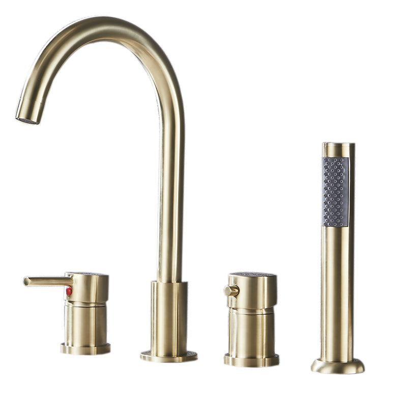 Modern Style Roman Tub Faucet Copper Deck-Mount Roman Tub Faucet Clearhalo 'Bathroom Remodel & Bathroom Fixtures' 'Bathtub Faucets' 'bathtub_faucets' 'Home Improvement' 'home_improvement' 'home_improvement_bathtub_faucets' 6849760