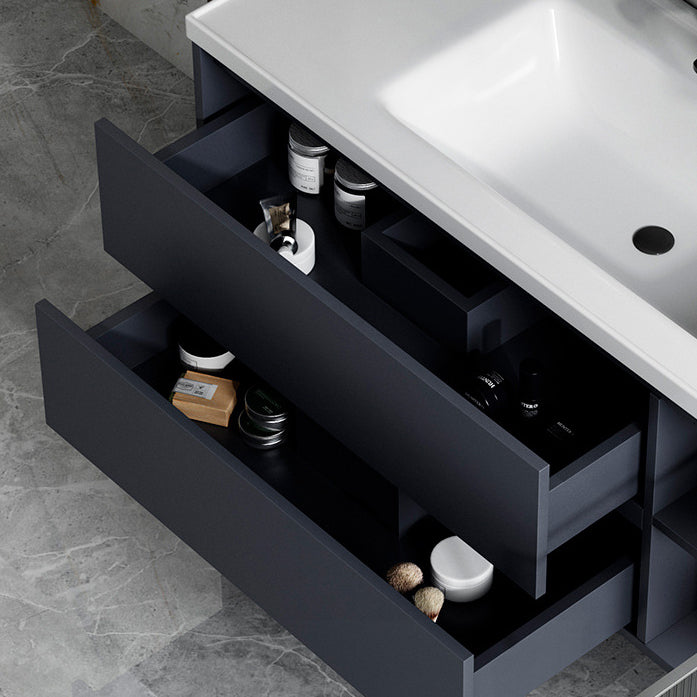 2 Drawers Vanity Mirror Single Sink Wall Mount Rectangle Bathroom Vanity with Door Clearhalo 'Bathroom Remodel & Bathroom Fixtures' 'Bathroom Vanities' 'bathroom_vanities' 'Home Improvement' 'home_improvement' 'home_improvement_bathroom_vanities' 6849785