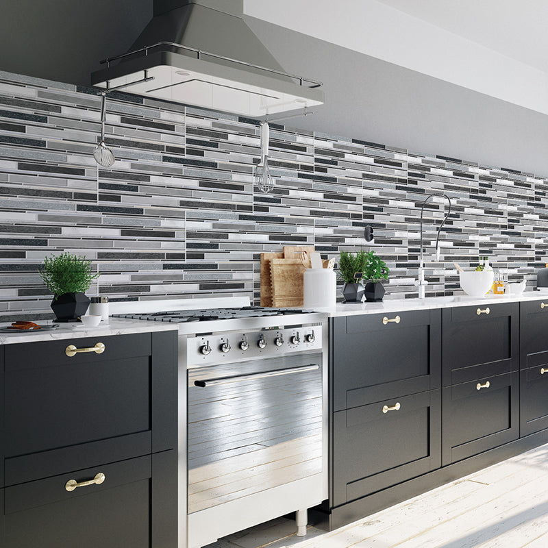 Pvc Peel & Stick Tile Kitchen Waterproof Backsplash Peel and Stick Wall Tile Set of 18 Dark Gray-White 10 Sets for Wallboard (18 Pieces * 10) Clearhalo 'Flooring 'Home Improvement' 'home_improvement' 'home_improvement_peel_stick_blacksplash' 'Peel & Stick Backsplash Tile' 'peel_stick_blacksplash' 'Walls & Ceilings' Walls and Ceiling' 6850071